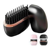 Brosse Coiffante Chauffante,Brosse Mini Lissante Sans Fil,2 in 1 Mini USB Rechargeable Cordless Straightening Brush, 3 Temperature Heating Comb,Anti-Burning Styling Brush for Smooth Curl Hair (Black)