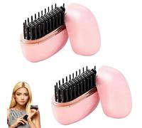 Brosse Coiffante Chauffante,Brosse Mini Lissante Sans Fil,2 in 1 Mini USB Rechargeable Cordless Straightening Brush, 3 Temperature Heating Comb,Anti-Burning Styling Brush for Smooth Curl Hair (2Pink)