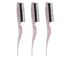Brosse coiffante en nylon pour une coiffure plus complète avec queue de rat (Rouge pailleté)