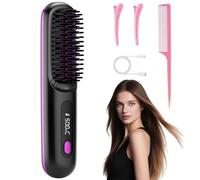 Brosse coiffante pour cheveux courts, brosse à cheveux courtes, brosse à cheveux électrique Go Brush Pro Brosse lissante sans fil, 3 niveaux de température, fer à lisser rechargeable pour lissage et