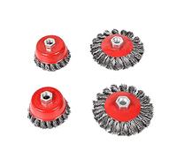 Brosse conique pour meuleuse d'angle, en métal/acier, à fil torsadé, flexible, diamètre : 75 et 100 mm, filetage de fixation : M14, 4 pièces