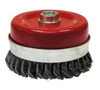 Brosse conique pour meuleuse fil acier torsadé 0.50 mm D. 80 mm M14 pour métal - Décapage extra dur - LEMAN - 530.080 G