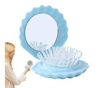 Brosse Coquillage,Brosse De Voyage En Forme De Coquillage | Set Petit Miroir de Maquillage et Peigne Massant Cuir Chevelu pour Maison Voyage Salle de Bain Femmes Filles Douche Plage Camping Voiture Pi