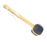 Brosse Corporelle Long Manche, Silicone Bambou Beige | Nettoyage Complet du Corps, Finition Soignée, Poignée Percée, Usage Bain Quotidien, Format Pratique
