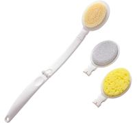 Brosse Corps,Brosse Dos Douche-Brosse 3 En 1 Avec Manche Long Pliable,3 Têtes Remplaçables (Éponge,Nylon,Pierre Ponce) Pour Nettoet Exfoliation