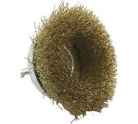 TIVOLY XT20252006057 - Cepillo COPA para taladro, acero latonado, decapado de cobre, latón, madera diámetro 75 mm alambre 0,35 mm con vástago inserción hexagonal 6,35 mm