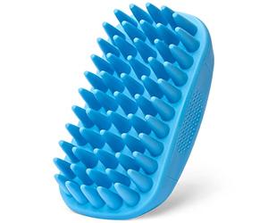 Brosse curry en caoutchouc pour chiens à poils courts - Brosse douce et douce - Utilisation humide comme brosse de bain ou sèche pour le toilettage des poils morts