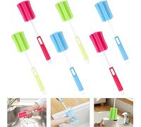 Brosse d’Éponge de Bouteille 6 Pcs Brosse de Nettoyage en Mousse Brosse à Bouteille Éponge Réglable pour Biberon Bouteille Vin Carafe Thermos Bouteille Vin (Rouge Bleu Vert)