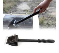 Brosse d'angle en fil de cuivre 3 en 1,1 pièce,pour gril,four,livres,barbecue,éponge,manche long