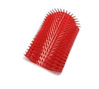 Brosse d'angle for chat, peigne masseur for arc, grattoir en plastique, élimine les poils, toilettage avec herbe-aux-chats, fourniture autonettoyante, 1 pièce(Red)