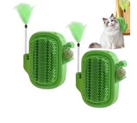 Brosse D'angle - Masseur De Toilettage Auto-soixant, Ensemble De Jouets Cactus | Catnip Scratch Brush And Feather Toy Combo, Enrichissement Comportemental Cats Intérieurs Stress Stress Lounging