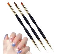Brosse D'art À Double Extrémité Acrylique - Ensemble De Brosses De Vernis À Ongles, Outils De Doublure Plate, Collection À Trois Pièces | Kit D'accessoires De Peinture De Bricolage, Précision Avec Aju