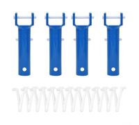 Brosse d'aspirateur de rechange avec clip en V et broche pour bâtons de piscine, spa, compatible avec la plupart des têtes d'aspiration standard (4 poignées + 12 clips en V)