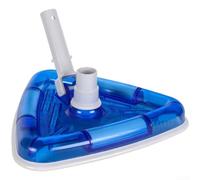 Brosse d'aspirateur triangulaire pour piscine avec fond transparent pour les zones difficiles à atteindre, compatible avec les systèmes de nettoyage standard en bleu