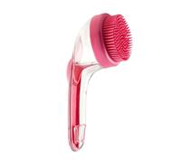 Brosse de bain 2 en 1 pour chien avec distributeur de shampooing intégré, massage de toilettage pour chiens et chats à poils longs et courts (rose, dents fines)