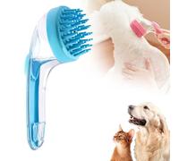 Brosse de bain 2 en 1 pour chien avec distributeur de shampooing intégré, massage de toilettage pour chiens et chats à poils longs et courts (bleu, dents grossières)
