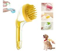 Brosse de bain 2 en 1 pour chien avec distributeur de shampooing intégré, massage de toilettage pour chiens et chats à poils longs et courts (jaune, dents grossières)