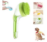 Brosse de bain 2 en 1 pour chien avec distributeur de shampooing intégré, massage de toilettage pour chiens et chats à poils longs et courts (vert, dents fines)