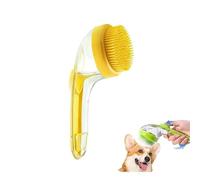 Brosse de Bain 2-en-1 pour Chiens & Chats - Brosse Lavante en Silicone avec Distributeur de Shampoing, Massage & Peigne Antistatique - Pour Poils Courts, Longs et Sous-poil - Réutilisable (Jaune)