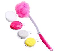 Brosse de bain à long manche, brosse pliable pour le corps, brosse à dos amovible, 4 tampons applicateurs de lotion, outil ergonomique de soins du visage, idéal pour les zones difficiles à atteindre