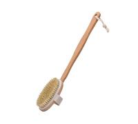 Brosse de bain amovible, brosse de douche en poils de sanglier à long manche | Brosse exfoliante douce en bambou pour le dos, le spa, les épaules, les bras, les jambes (manche long ovale)