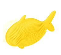 Brosse de bain de bébé de bande dessinée, brosse de douche de nettoyage de bain de bébé de Silicone de forme de baleine mignonne (Yellow)