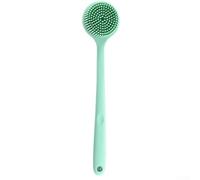 Brosse de bain double face en silicone à long manche pour un nettoyage doux à ferme du dos et du corps, fabriquée en silicone épais (vert)