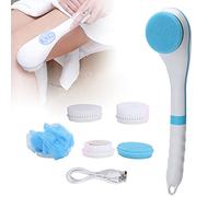 Brosse de Bain électrique pour le Corps à USB, Ensemble de Brosses de Bain Réglables à 6 Vitesses Brosse de Douche Laveur de Dos Multi-fonction Massage à Long Manche, Manche
