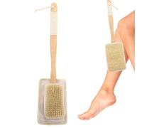 Brosse de bain en luffa naturel sur bâton avec recharges de tampons en éponge Luffa - Nettoyage en profondeur du corps - Éponge Luffa pour père, mère, homme, adulte, famille, amis