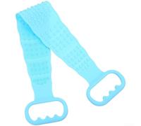 Brosse de bain en silicone avec double surface texturée pour exfoliation et massage du corps, longue longueur pour un accès facile au dos, aux épaules et à d'autres zones (Azure)