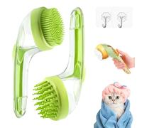 Brosse de bain magique pour animaux, brosse de bain 2 en 1 pour chiens et chats, brosse de lavage pour chiens avec distributeur de savon, pour chats, animaux à poils longs, courts (Green)