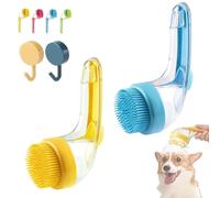 Brosse de bain pour animaux de compagnie avec distributeur de savon, brosse de bain 2 en 1 pour chiens, brosse de massage en silicone souple pour chat à poils longs et courts (2 pièces-a)