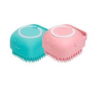 Brosse de bain pour animaux de compagnie avec distributeur de shampooing | Brosse de massage en silicone souple pour chiens et chats, outil de toilettage en poils en caoutchouc (Kit 1 - recommandé)
