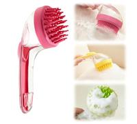 Brosse de bain pour chien avec distributeur de shampoing intégré, brosse de bain pour animaux de compagnie, adaptée au bain des chiens et chats à poils longs et courts, pour frotter et apaiser