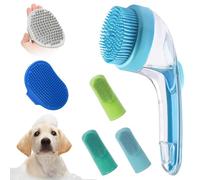 Brosse de bain pour chiens avec poils doux en silicone - Outil de toilettage pour chiens à poils courts - Connexion douche pour nettoyage doux de peau dentée poils