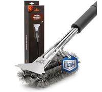 Brosse de barbecue 3 en 1 avec grattoir, triple poils, acier inoxydable, 5 fois plus rapide