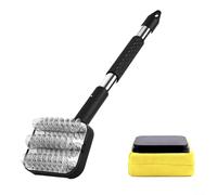 Brosse de barbecue avec têtes remplaçables | Ensemble d'outils de nettoyage pour barbecue en extérieur | Poils en acier inoxydable résistants à la chaleur | Poignée ergonomique | Passe au