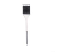 Brosse de barbecue en acier inoxydable avec bord grattoir pour barbecue au charbon de bois et à gaz électrique, poils robustes pour enlever la poignée résistante à la chaleur (L)
