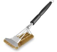 Brosse de barbecue en laiton avec grattoir intégré, poignée résistante à la chaleur, brosse de nettoyage pour barbecue à gaz/charbon/fonte et fours à pizza