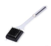 Brosse de barbecue professionnelle en acier inoxydable avec grattoir intégré pour barbecue à gaz et grills électriques, outil de nettoyage robuste avec poignée ergonomique, noir, 42 x 6 x 4 cm (brosse