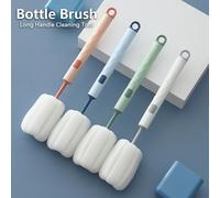 Brosse De Bouteille De Bébé À Long Manche, Brosse De Bouteille De Bébé Amovible Éponge Douce Bouteille D'eau Tasse En Verre, Brosses Accessoires De Cuisine Non Toxiques 1 Pièce