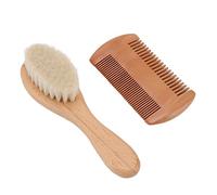 Brosse de Cheveux pour bébé en Bois, Brosse à Cheveux de Chèvre Douce et Peigne à Double Face Set pour les Nouveau-nés, de Baby Shower, Ensemble de Toilettage pour le Registre
