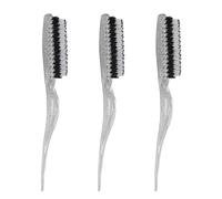 Brosse de coiffage de taquines de cheveux 3pcs 3 lignes de rat de nylon peigne de peigne de cheveux partage (Argent pailleté)