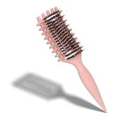 Brosse de coiffure profilée pour boucles sans chaleur ; brosse à cheveux aérée à poils doux pour cheveux bouclés, ondulés et épais ; brosse à cheveux de massage légère - Pêche
