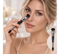Brosse de contour de nez double extrémité en forme de C avec têtes | L'extrémité du pinceau contour en forme de C suit les côtés du nez pour placer l'ombre, tandis que la pointe conique mélange