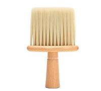 Brosse de coupe de barbe de cheveux de coiffeur professionnel poils en nylon doux brosse de plumeau de cou pour les salons de coiffure et l'usage domestique manche en bois brosse (Beige)