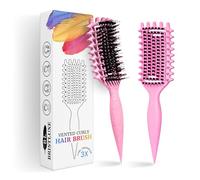 Brosse de définition de boucles pour cheveux bouclés, brosse à cheveux ventilée ultime avec poils de sanglier, coiffage et démêlage, brosse à façonner et définir les boucles, réduit la traction,
