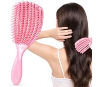Brosse de définition de boucles pour cheveux bouclés ventilée Brosse à cheveux démêlante Peigne de coiffage incurvé pour cheveux secs et humides lissant et coiffant les boucles Rose