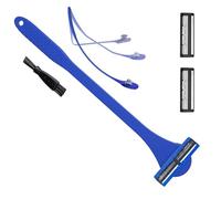 Brosse de dos 2 en 1 en silicone et rasoir pour homme avec trois couches pour le rasage et l'épilation du dos, outil de toilettage avec poignée en silicone