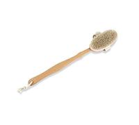Brosse de douche à poils naturels avec long manche en bois amovible pour le dos